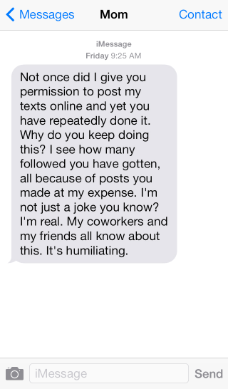 Illustration for article titled LOL: This Woman Screencaps Her Mom’s Hilarious Text Message Fails